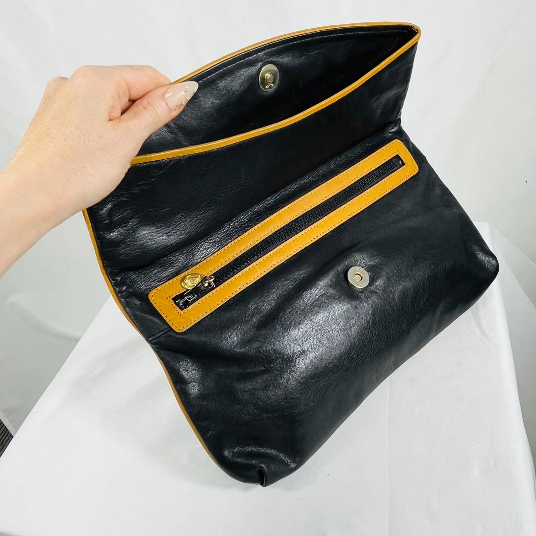 【人気】Celine セリーヌ　クラッチバッグ マカダム オールレザーブラック