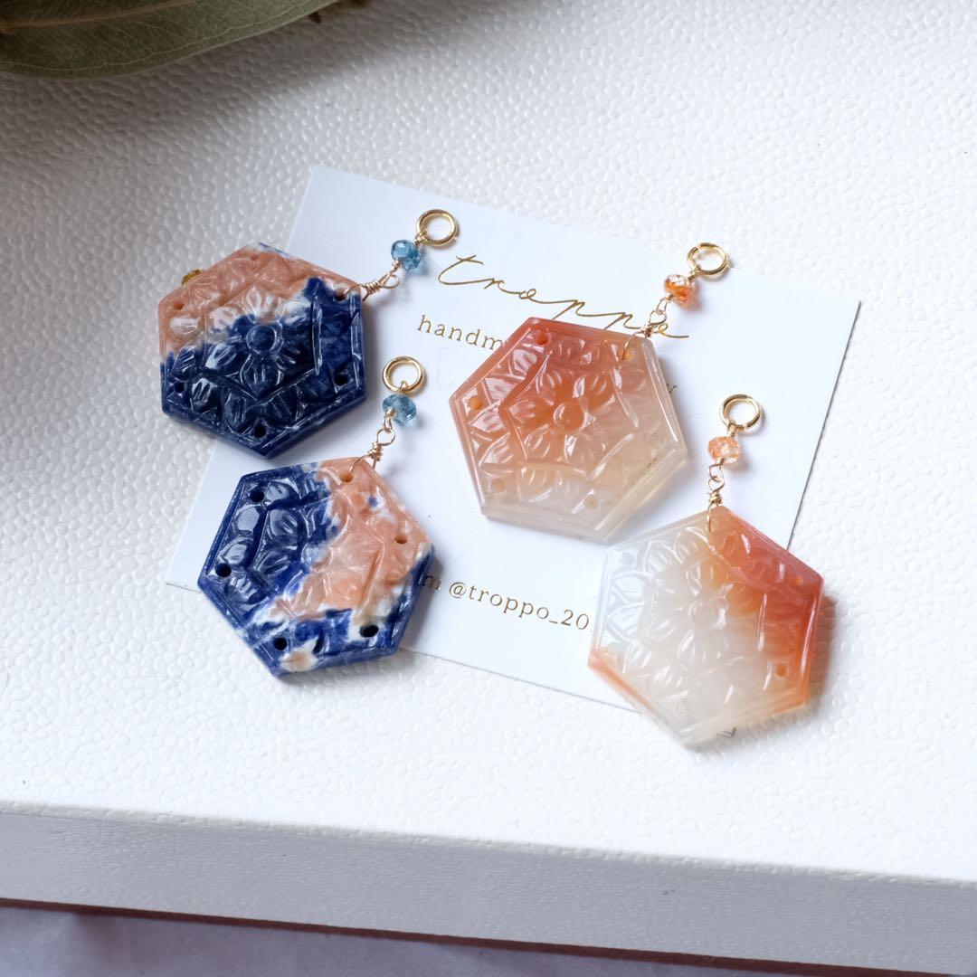 Kaya♦︎14kgfピーチオレンジドラゴンスケールカービングネックレス