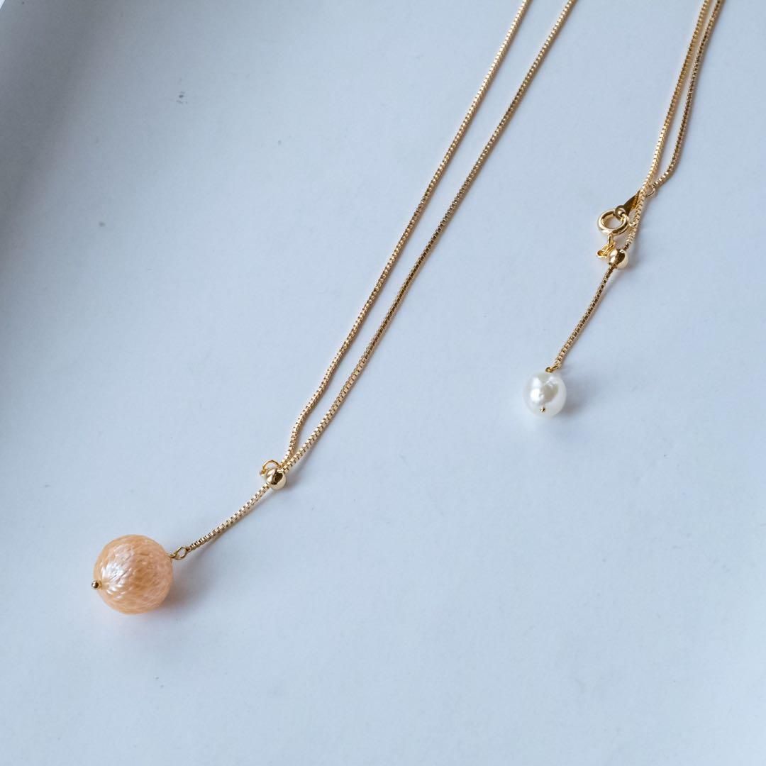 Kaya♦︎14kgfピーチオレンジドラゴンスケールカービングネックレス