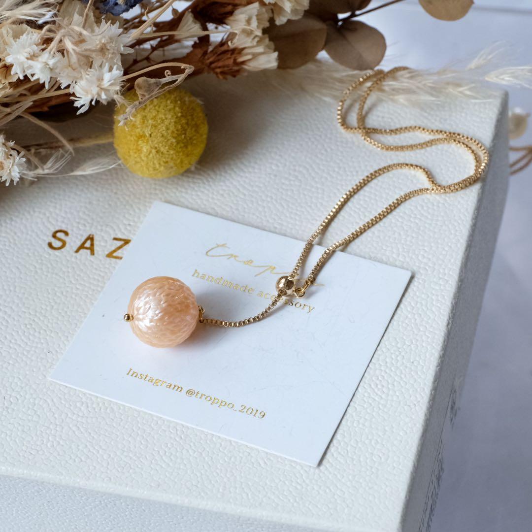 Kaya♦︎14kgfピーチオレンジドラゴンスケールカービングネックレス