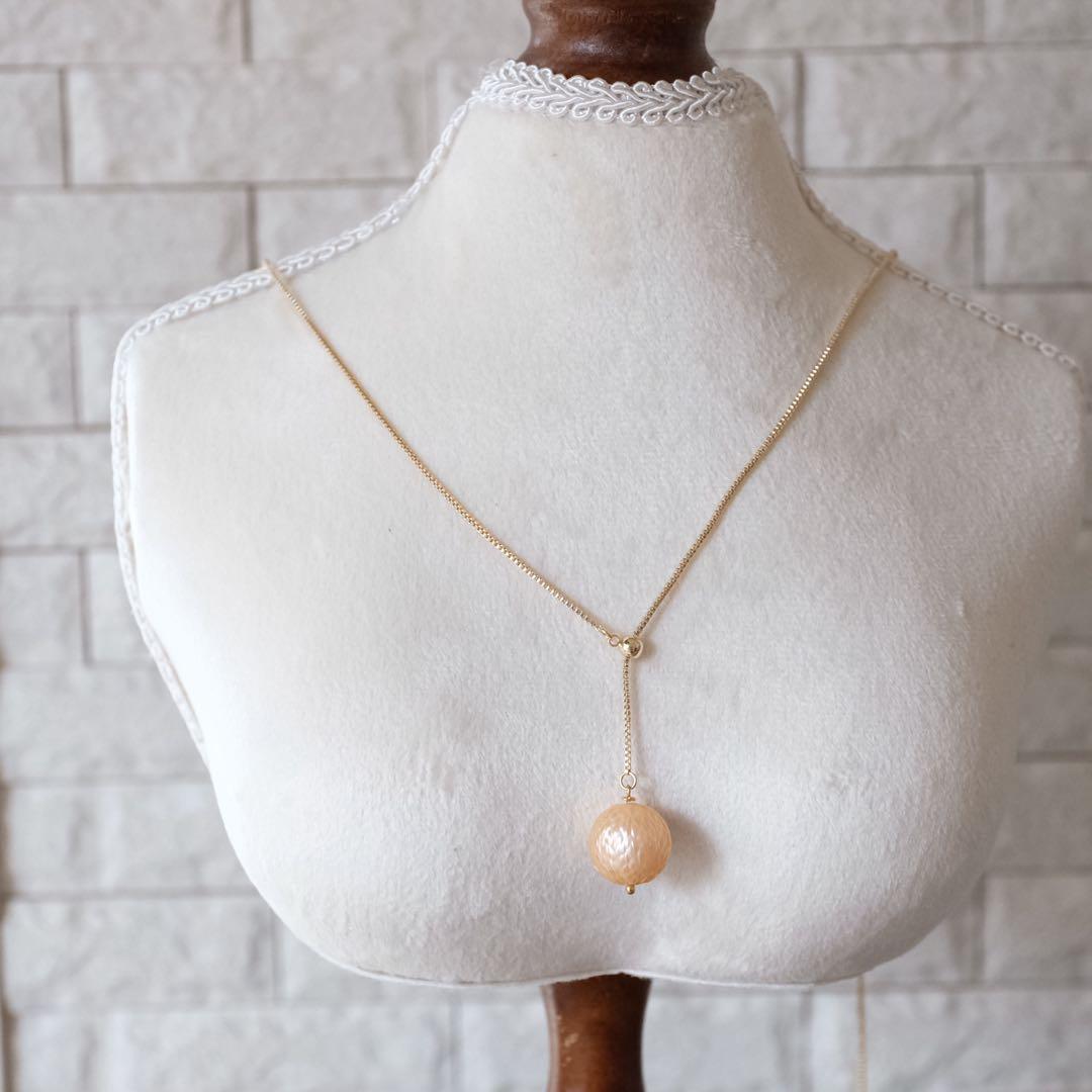 Kaya♦︎14kgfピーチオレンジドラゴンスケールカービングネックレス