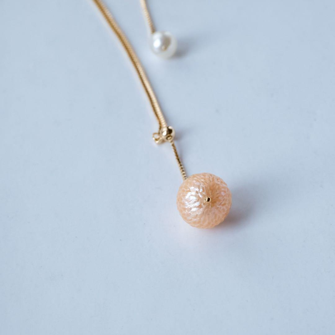 Kaya♦︎14kgfピーチオレンジドラゴンスケールカービングネックレス