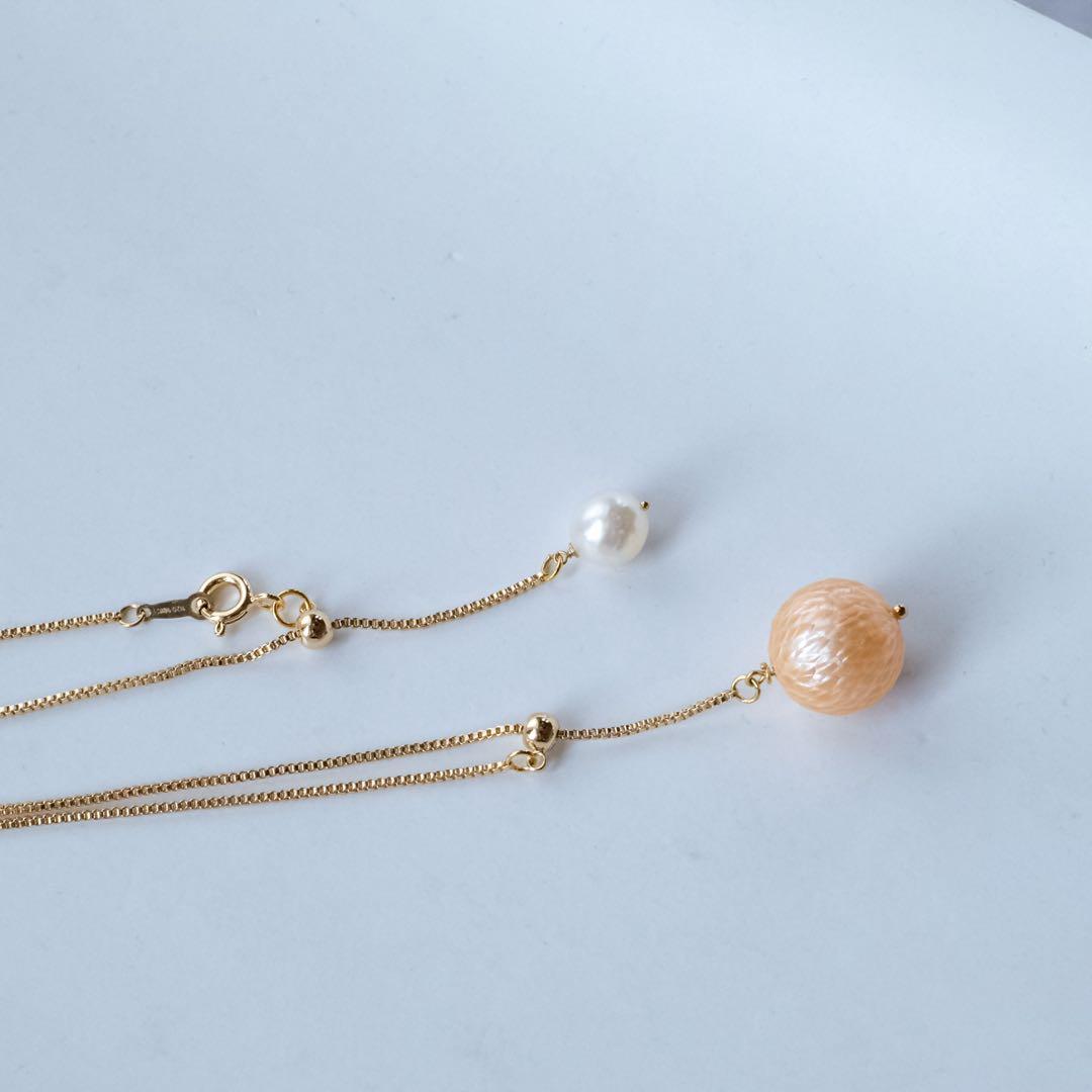 Kaya♦︎14kgfピーチオレンジドラゴンスケールカービングネックレス