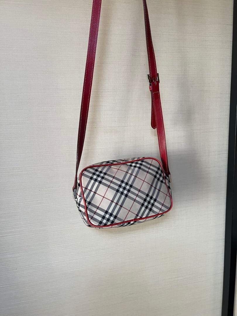 BURBERRY チェック柄ショルダーバッグ ベージュ/レッド