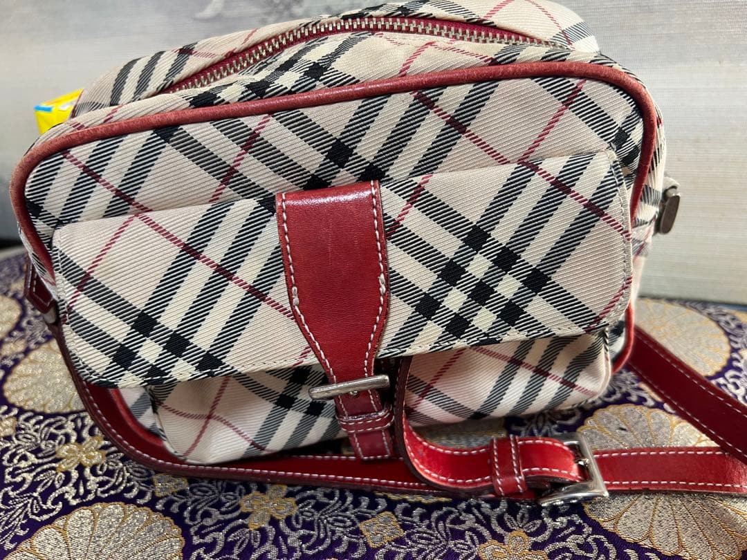 BURBERRY チェック柄ショルダーバッグ ベージュ/レッド