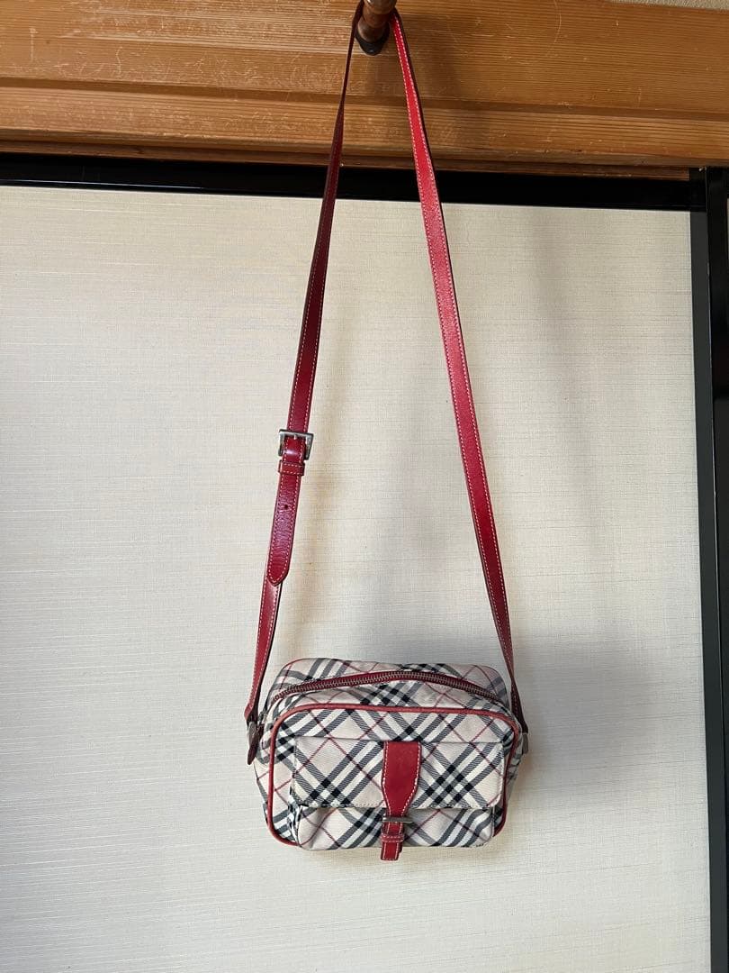 BURBERRY チェック柄ショルダーバッグ ベージュ/レッド