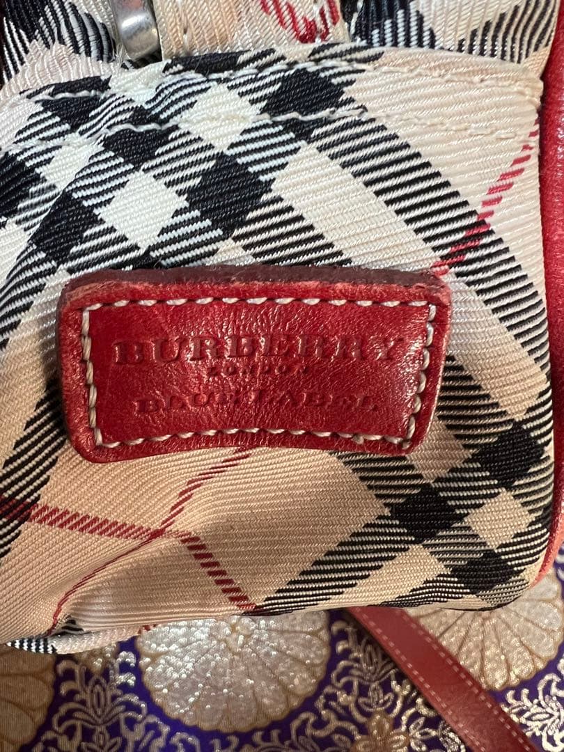 BURBERRY チェック柄ショルダーバッグ ベージュ/レッド