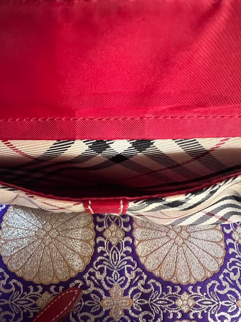 BURBERRY チェック柄ショルダーバッグ ベージュ/レッド