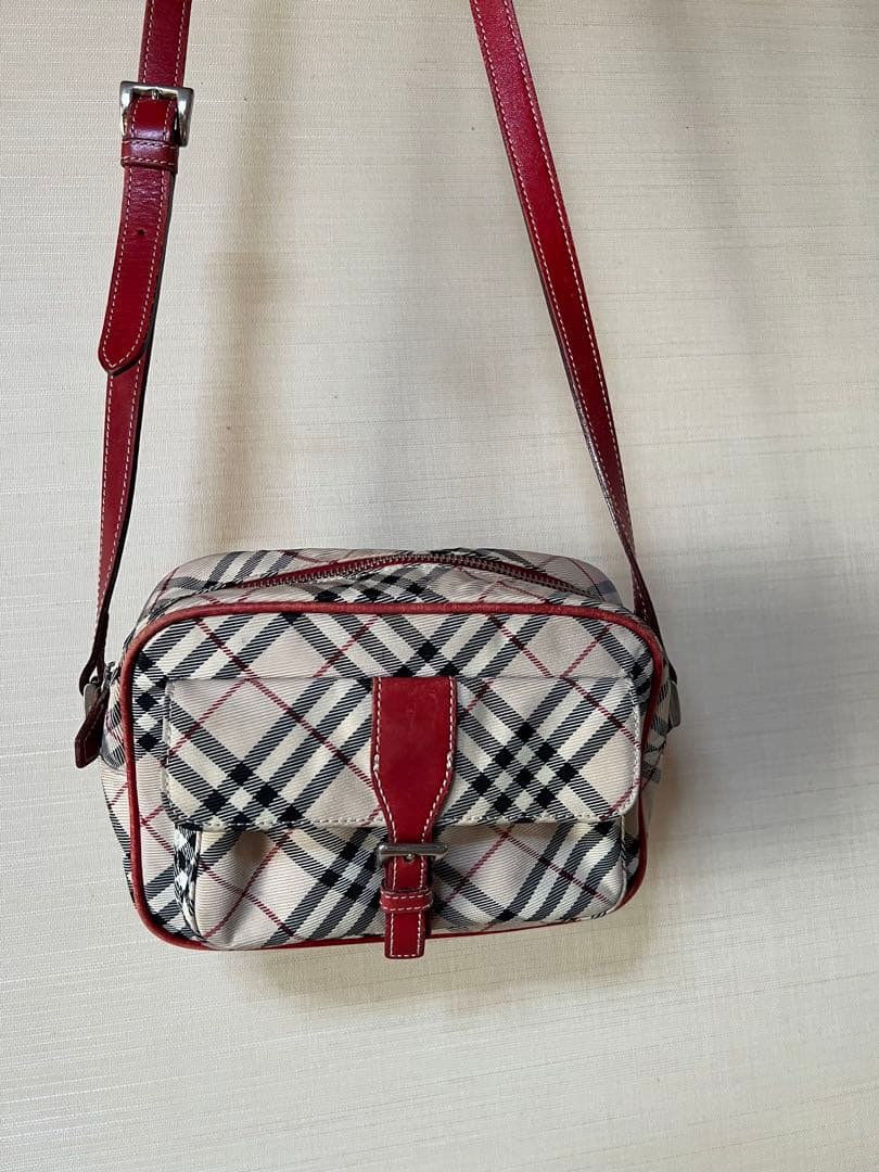 BURBERRY チェック柄ショルダーバッグ ベージュ/レッド