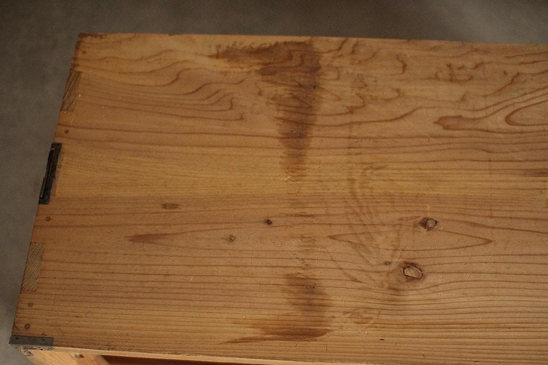 古いガラス戸棚×木製小引き出し3杯　ローチェスト　食器棚　古家具