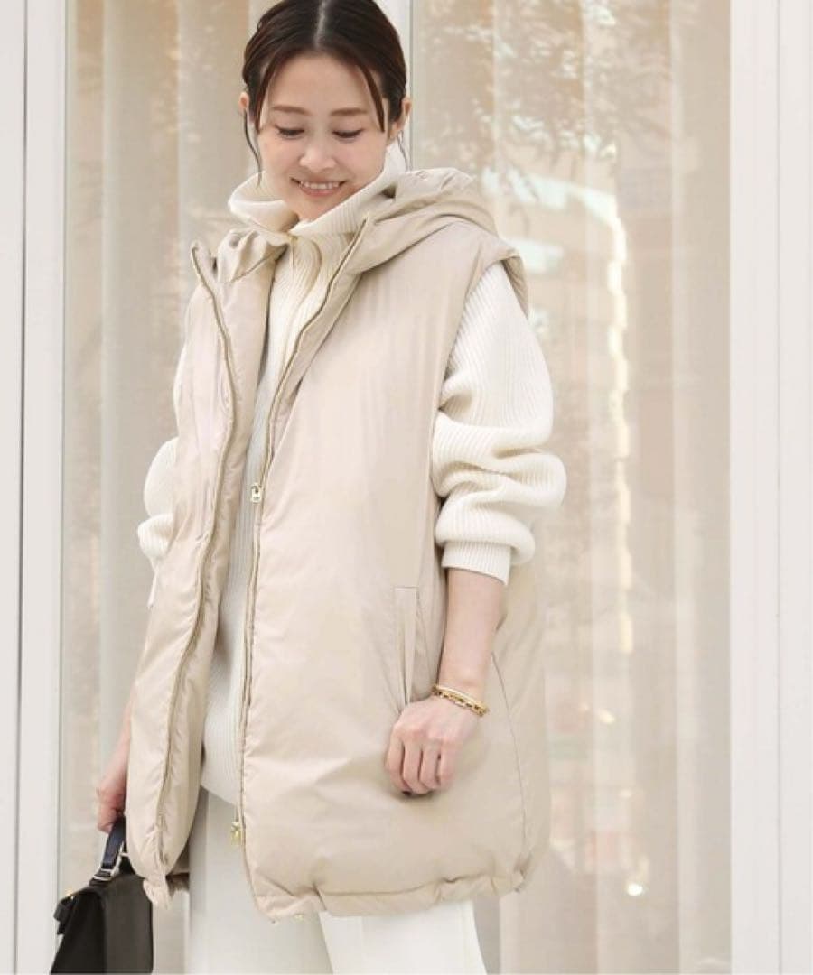 タグ付 Deuxieme Classe 中綿ロングベスト ベージュ