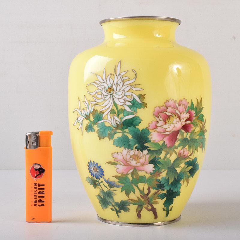 七宝焼　花文　花文瓶　箱付　M　R8156