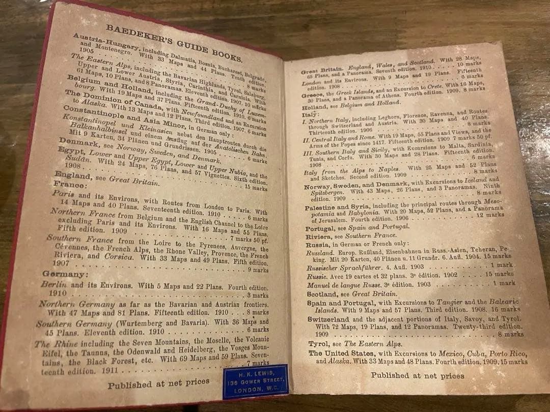 エコール・ド・パリ期 1910年ベデカー仏都案内本