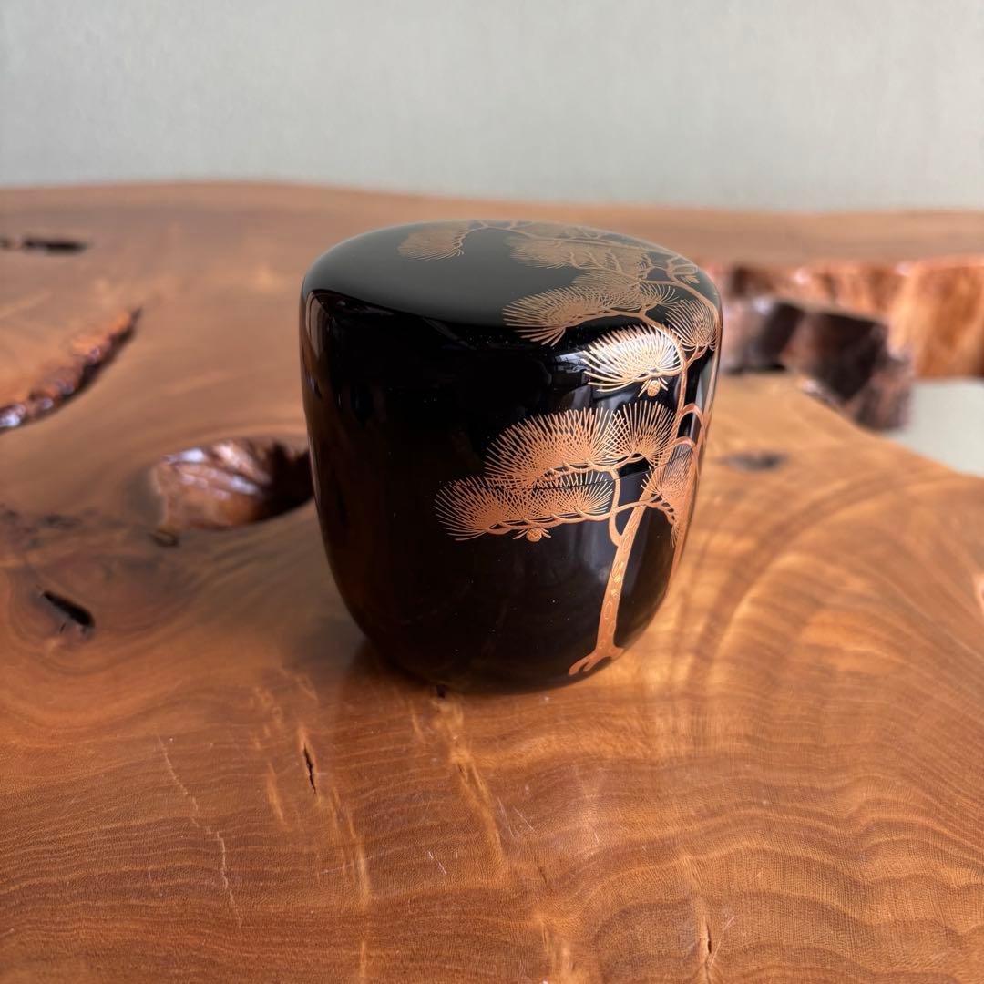 「三本松蒔絵」 利休棗 輪島塗 塗師 荒井喜峰 茶道具 共箱 棗