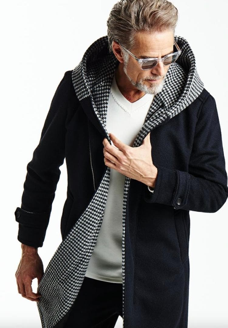 【未使用】AKM アンゴララップフード付コート 定価20万円　サイズL