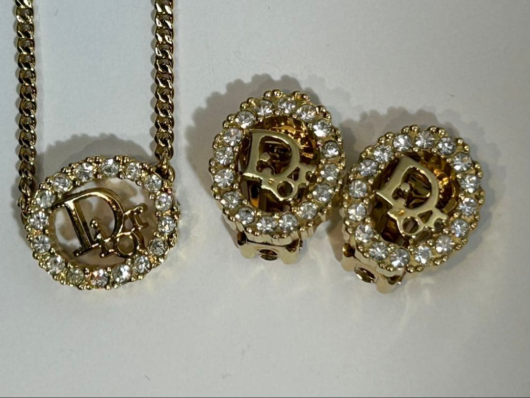 ★美品　ディオール　ロゴ ゴールドネックレス ヴィンテージ　イヤリングセット