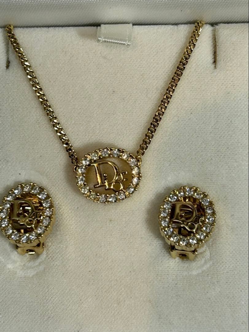 ★美品　ディオール　ロゴ ゴールドネックレス ヴィンテージ　イヤリングセット