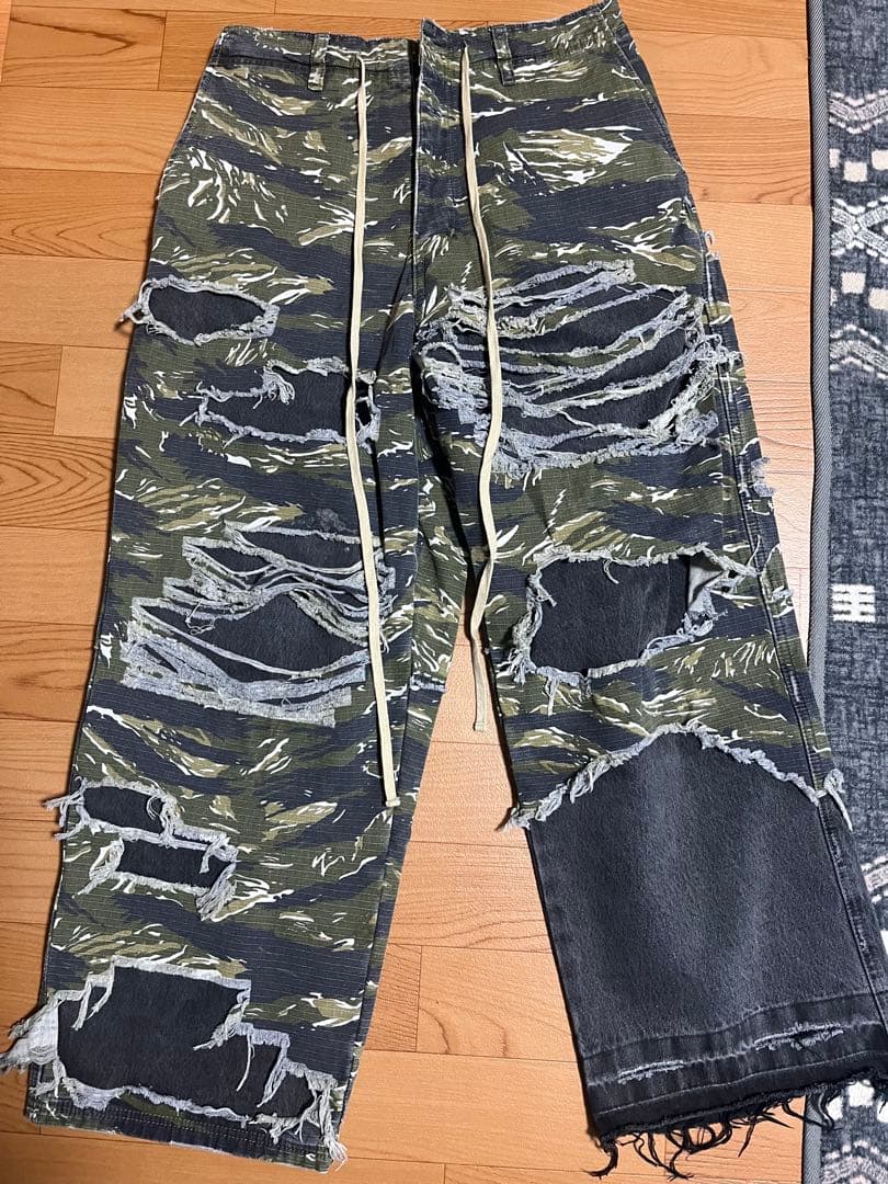 パンツ DankeSchon/LAYER CAMO&DENIM BAGGY PANTS
