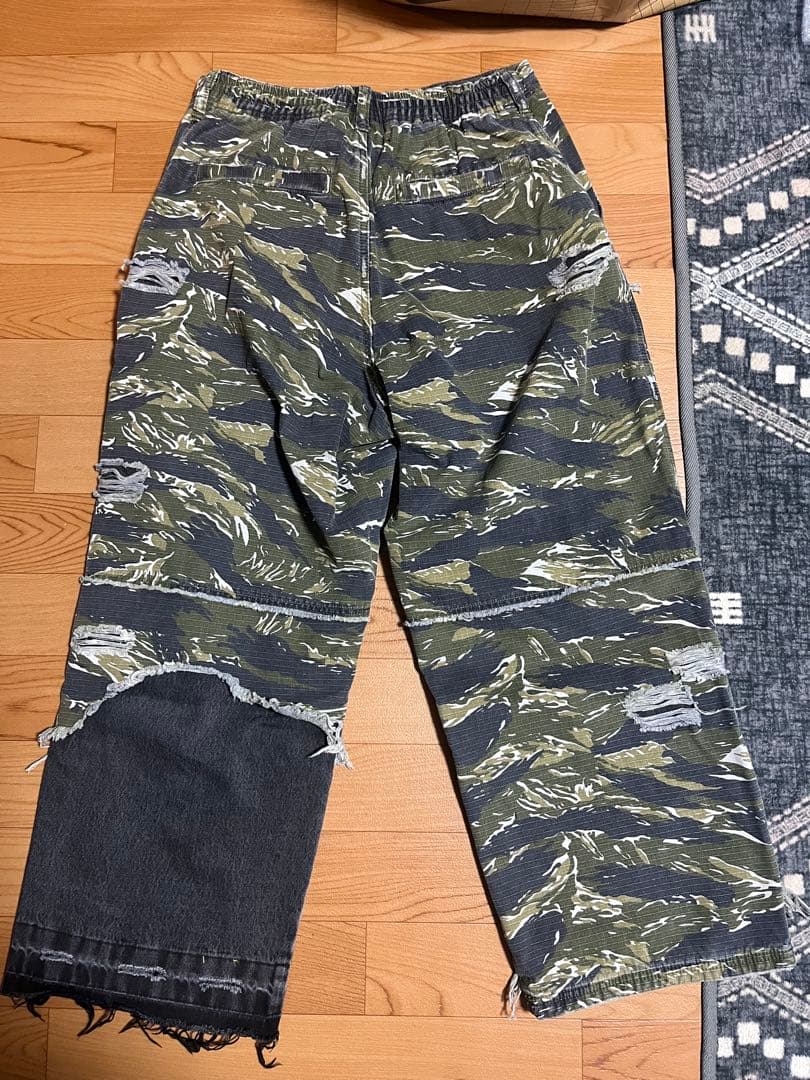 パンツ DankeSchon/LAYER CAMO&DENIM BAGGY PANTS