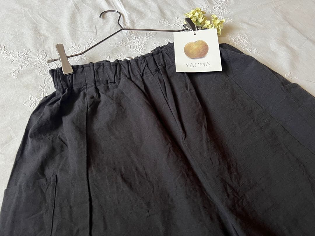 【極美品】YAMMA産業　会津木綿　キュロットパンツ　ロングロング丈　スミクロ