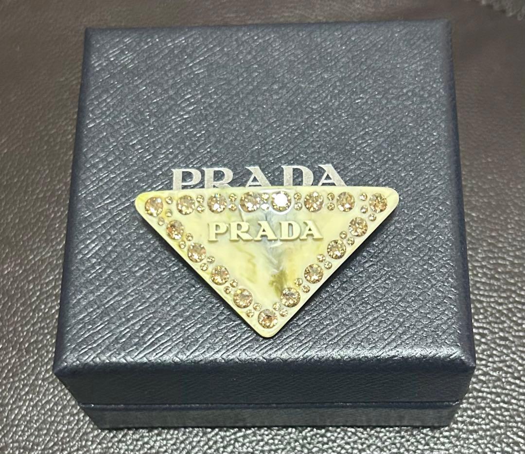 PRADA プラダ　ラインストーン　バレッタ　ヘアクリップ　髪留め　ヘアピン