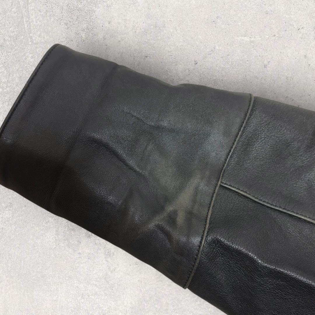 【本革】短丈 立体シルエット レザージャケット 黒 ラグラン 90sヴィンテージ