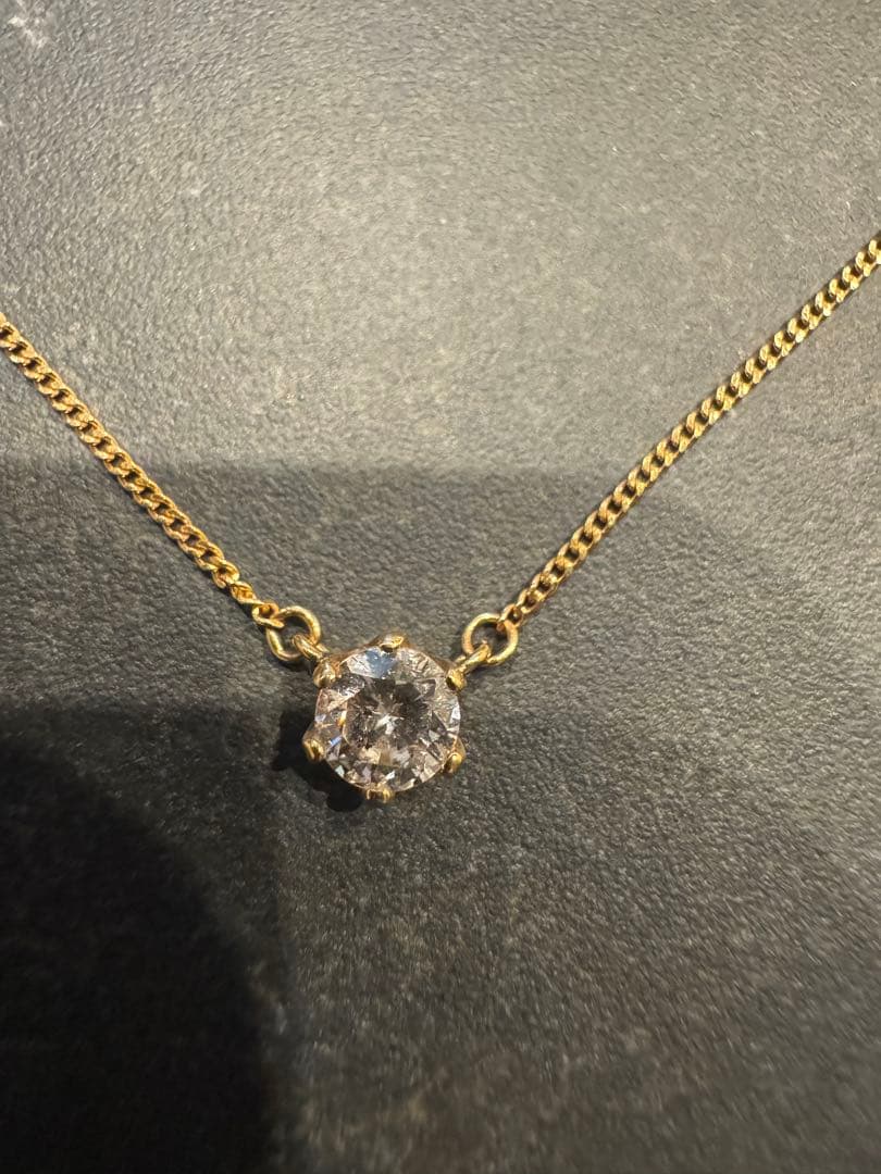ダイヤモンド　ネックレス　K18 一粒　ゴールド　シンプル