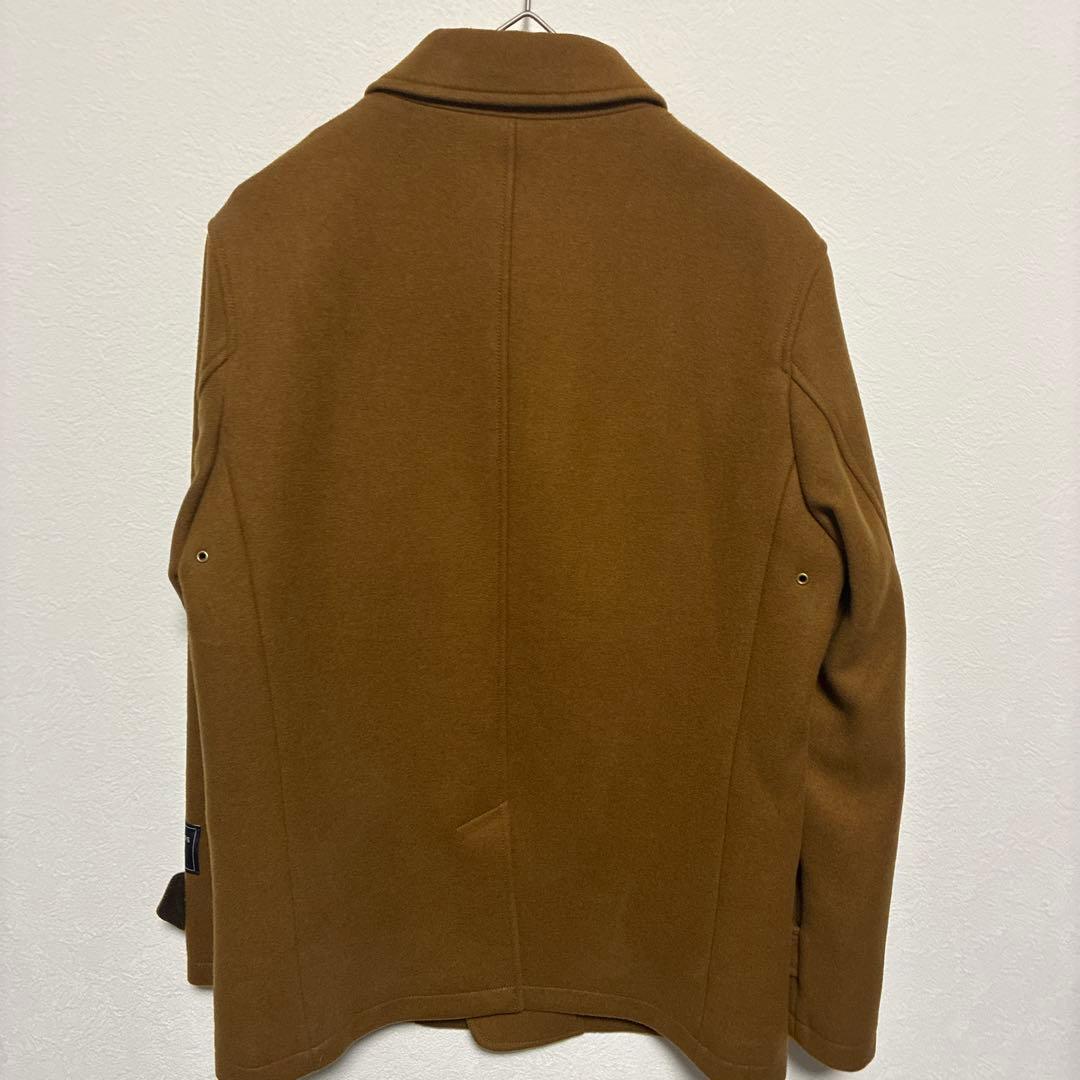 【美品】SHIPS シップス SUPER140'S ウール ピーコートキャメルＬ