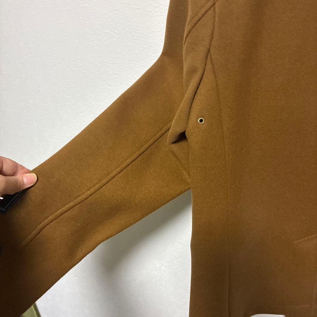 【美品】SHIPS シップス SUPER140'S ウール ピーコートキャメルＬ