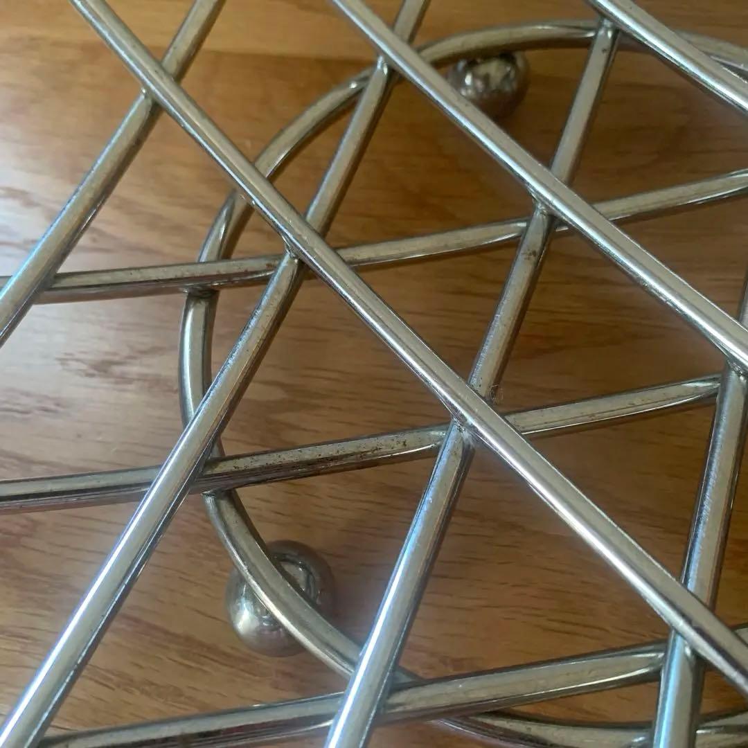 ビンテージ レトロ ミッドセンチュリー スペースエイジ 三角形 ステンレス かご