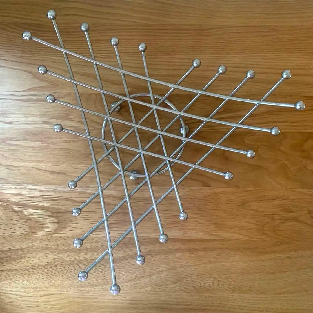 ビンテージ レトロ ミッドセンチュリー スペースエイジ 三角形 ステンレス かご