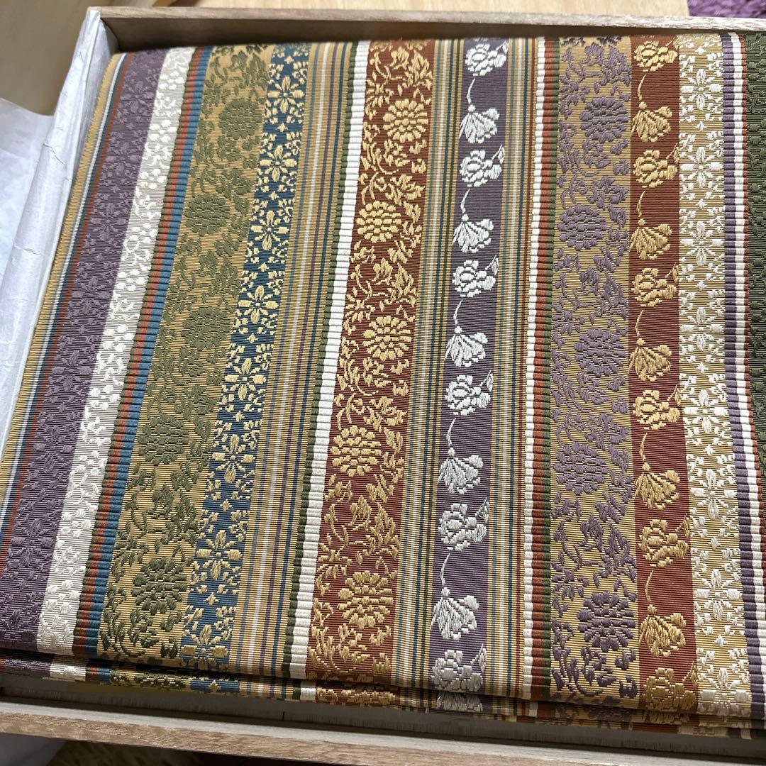 手織り　草木染め　博多織 両面袋帯