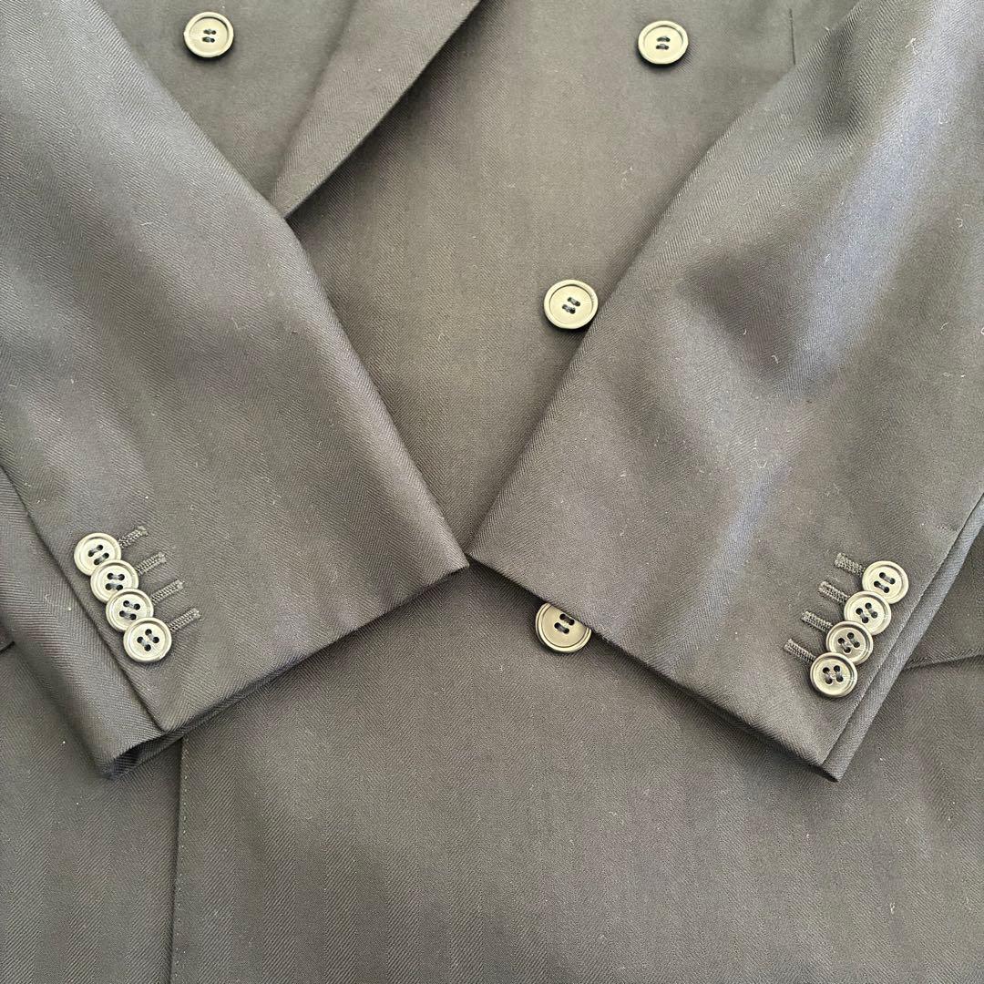 スーツセットアップ ダブルブレスト 3B ブラック カシミヤ100% 成人式