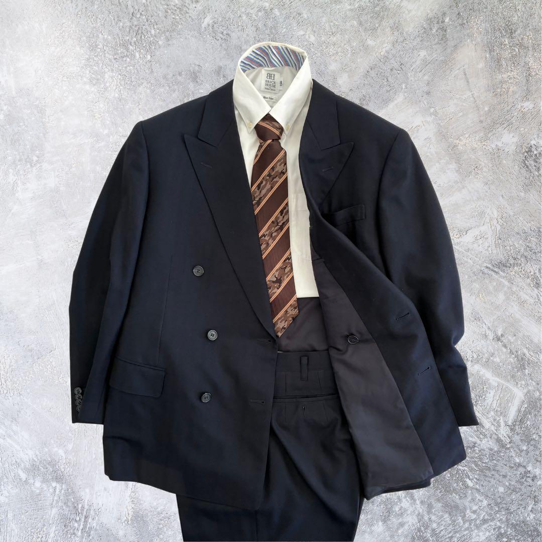スーツセットアップ ダブルブレスト 3B ブラック カシミヤ100% 成人式