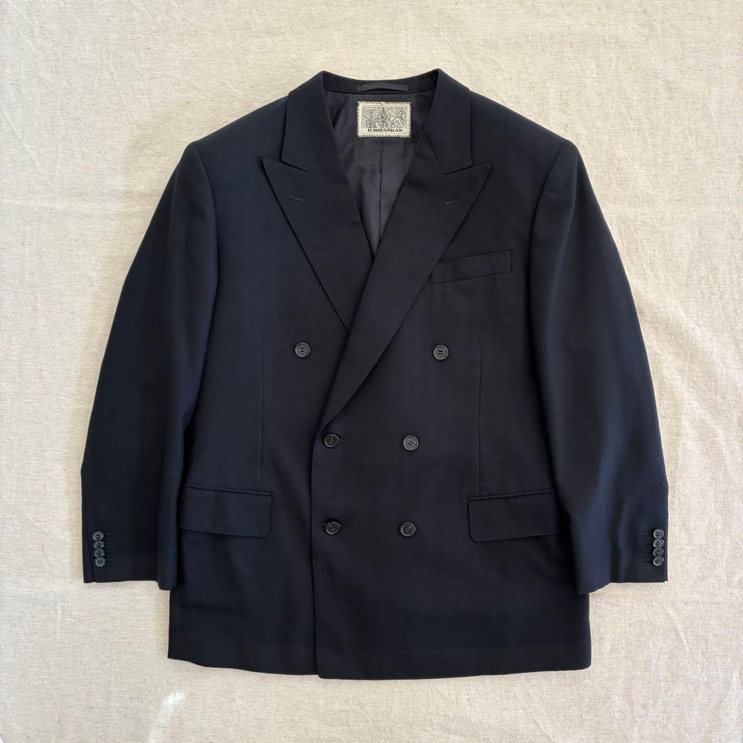 スーツセットアップ ダブルブレスト 3B ブラック カシミヤ100% 成人式