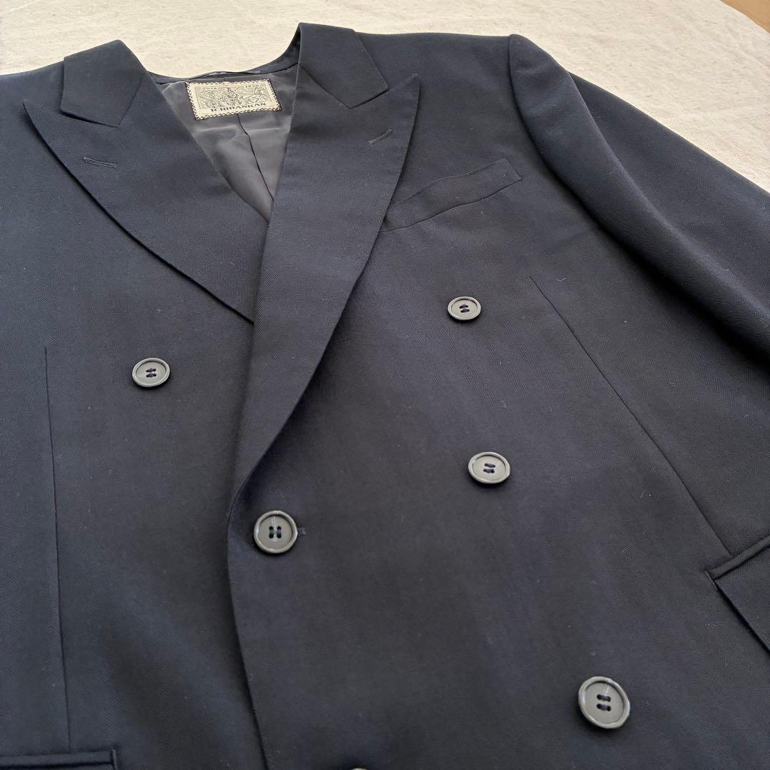 スーツセットアップ ダブルブレスト 3B ブラック カシミヤ100% 成人式