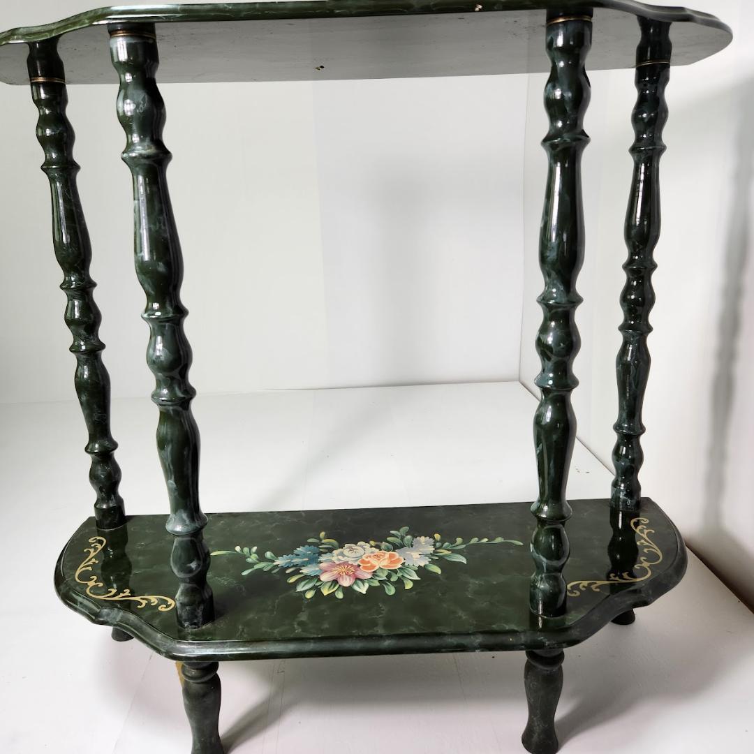 花柄ペイント アンティーク風コンソールテーブル 洋風クラシック家具