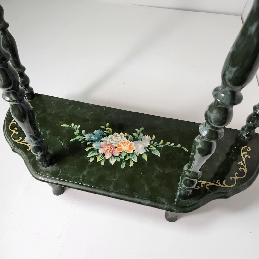 花柄ペイント アンティーク風コンソールテーブル 洋風クラシック家具