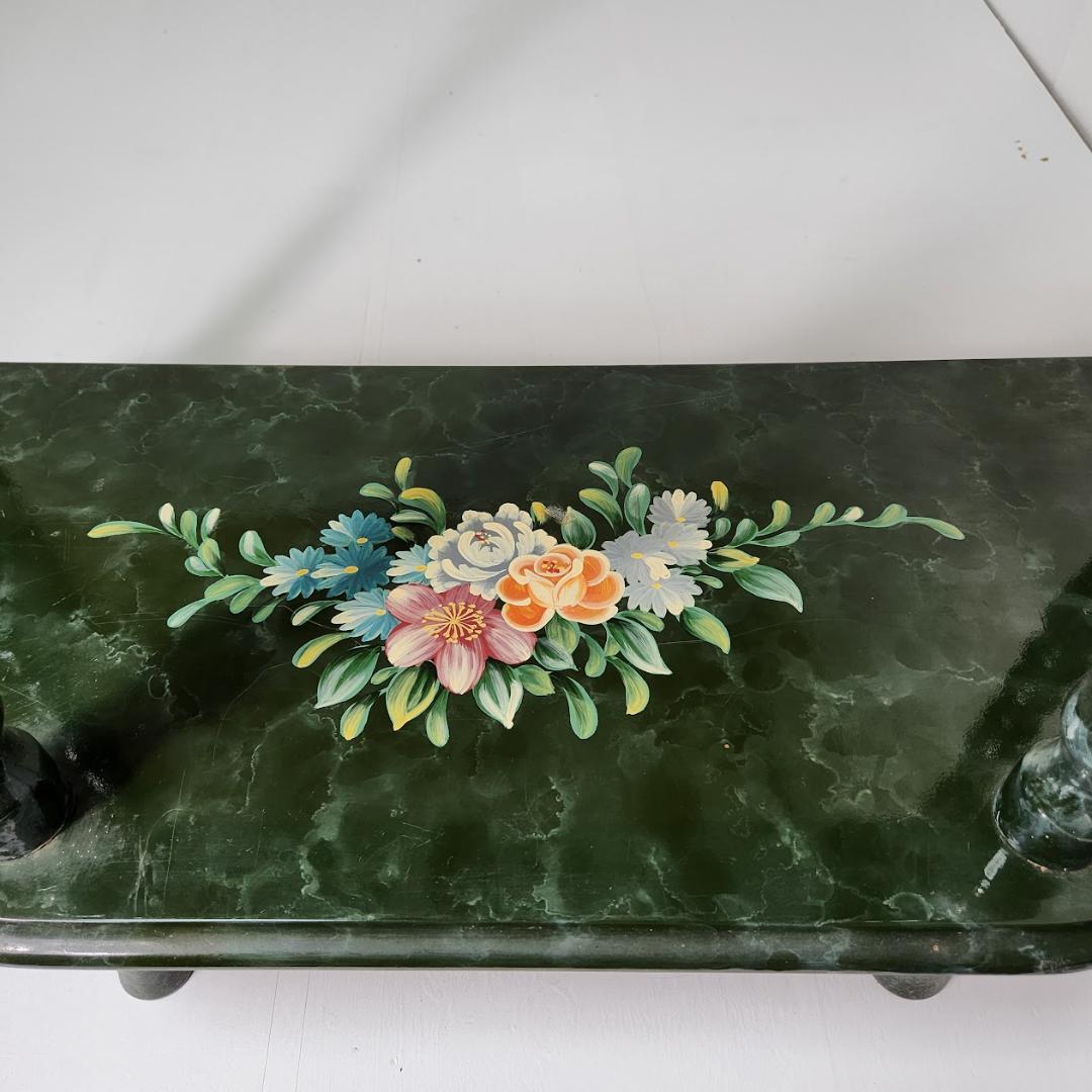 花柄ペイント アンティーク風コンソールテーブル 洋風クラシック家具