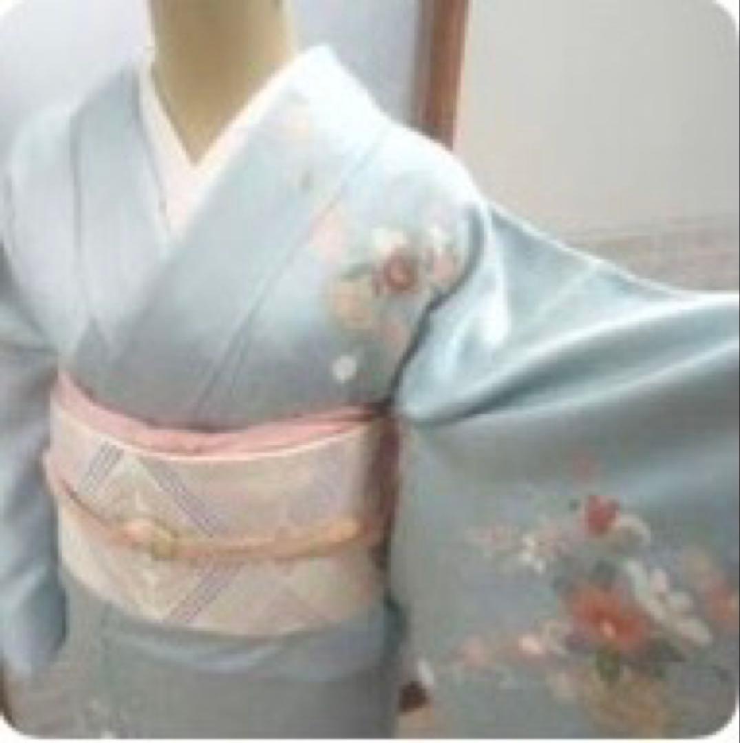 【美品】訪問着　袋帯　結婚式　水色