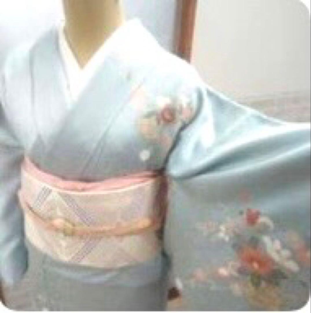【美品】訪問着　袋帯　結婚式　水色