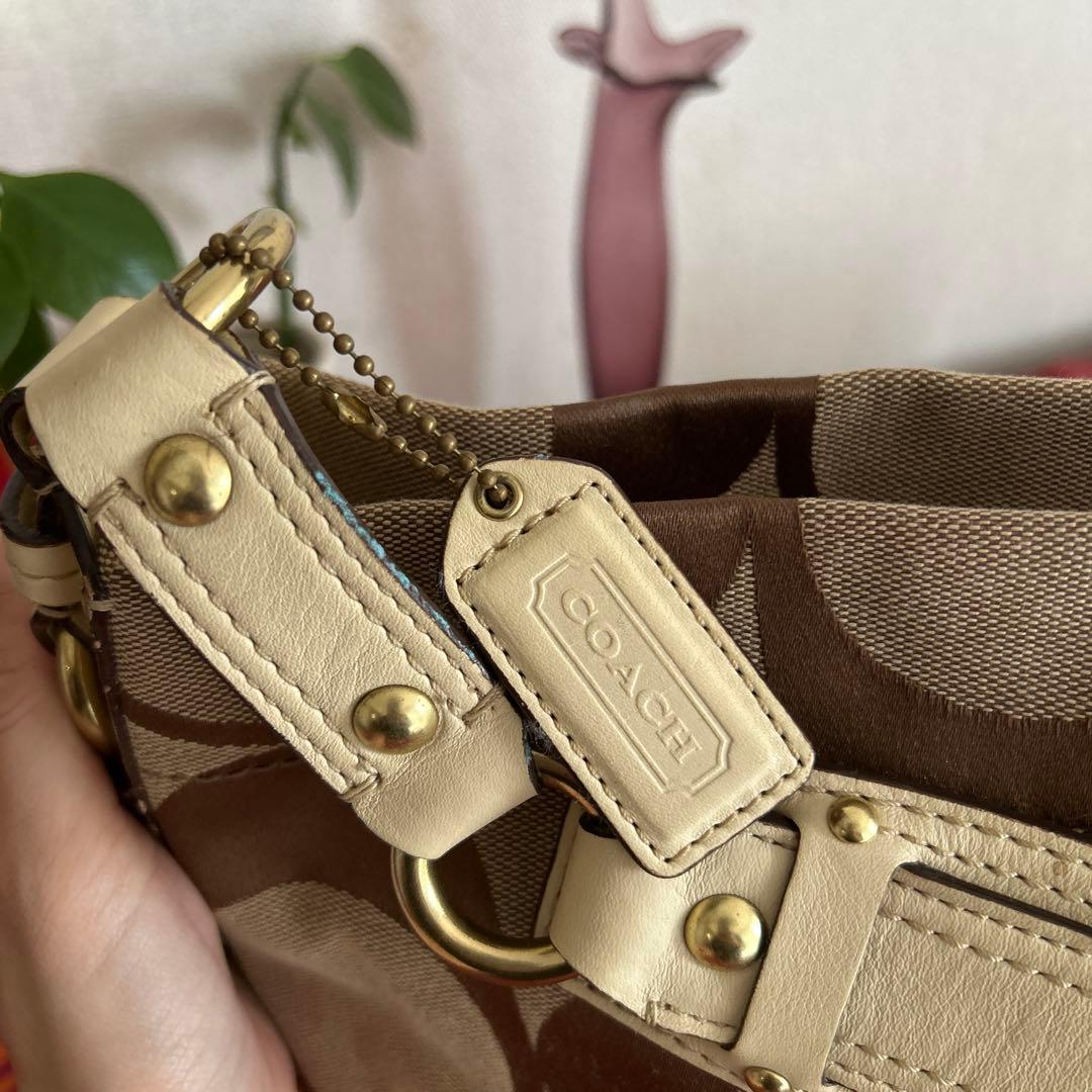 コーチ ワンショルダーバッグ ブラウン ラージ シグネチャー