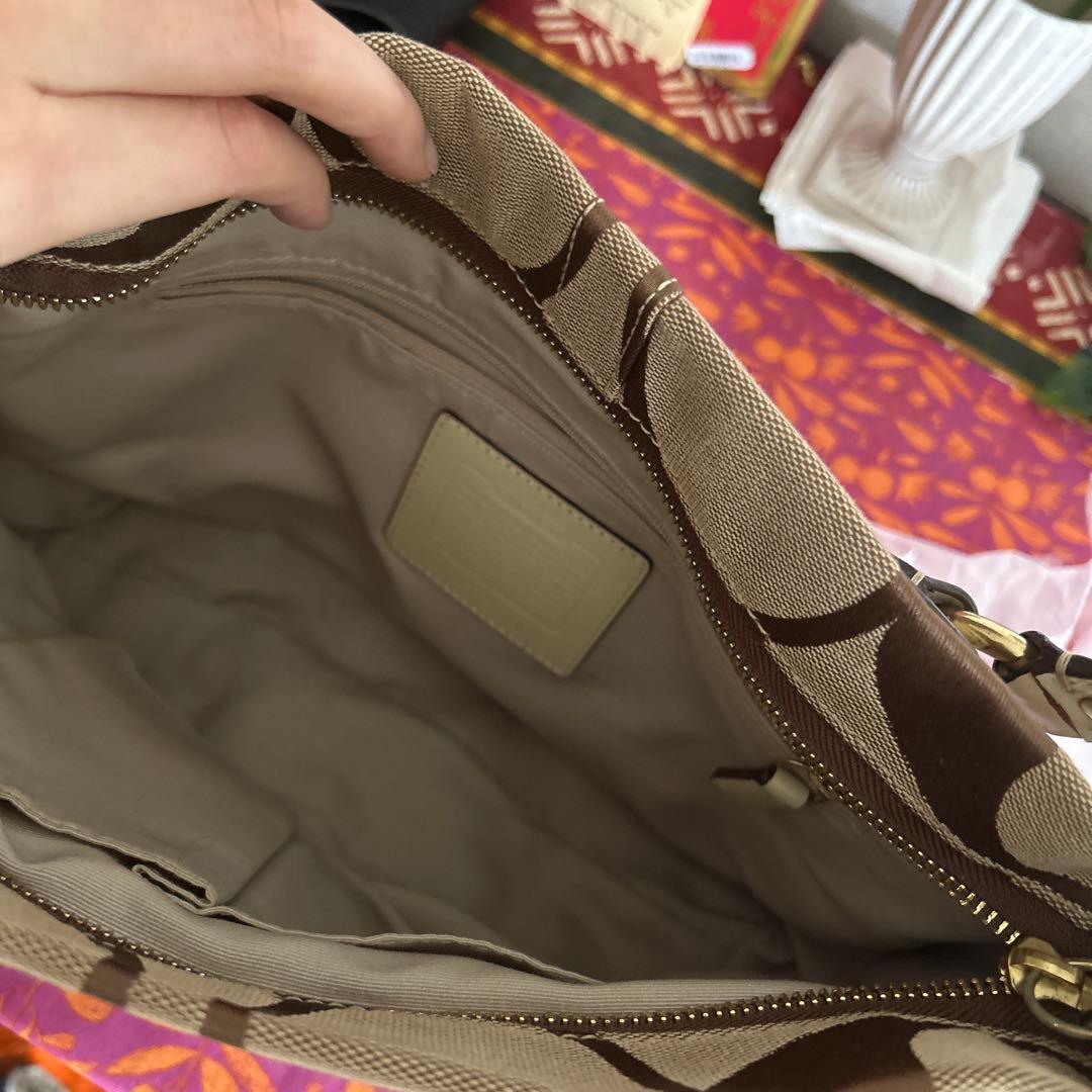 コーチ ワンショルダーバッグ ブラウン ラージ シグネチャー