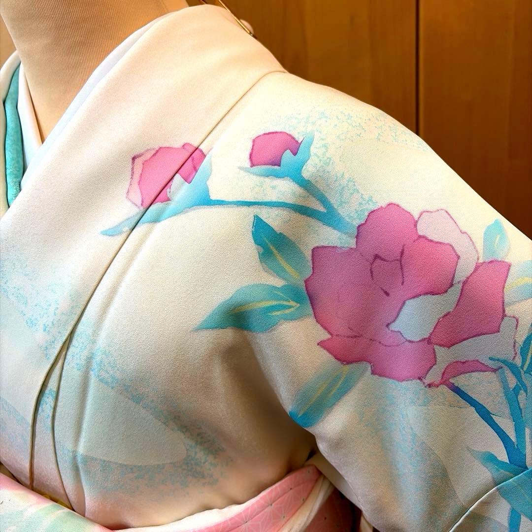 正絹訪問着と袋帯・帯締め・帯揚げ4点セット