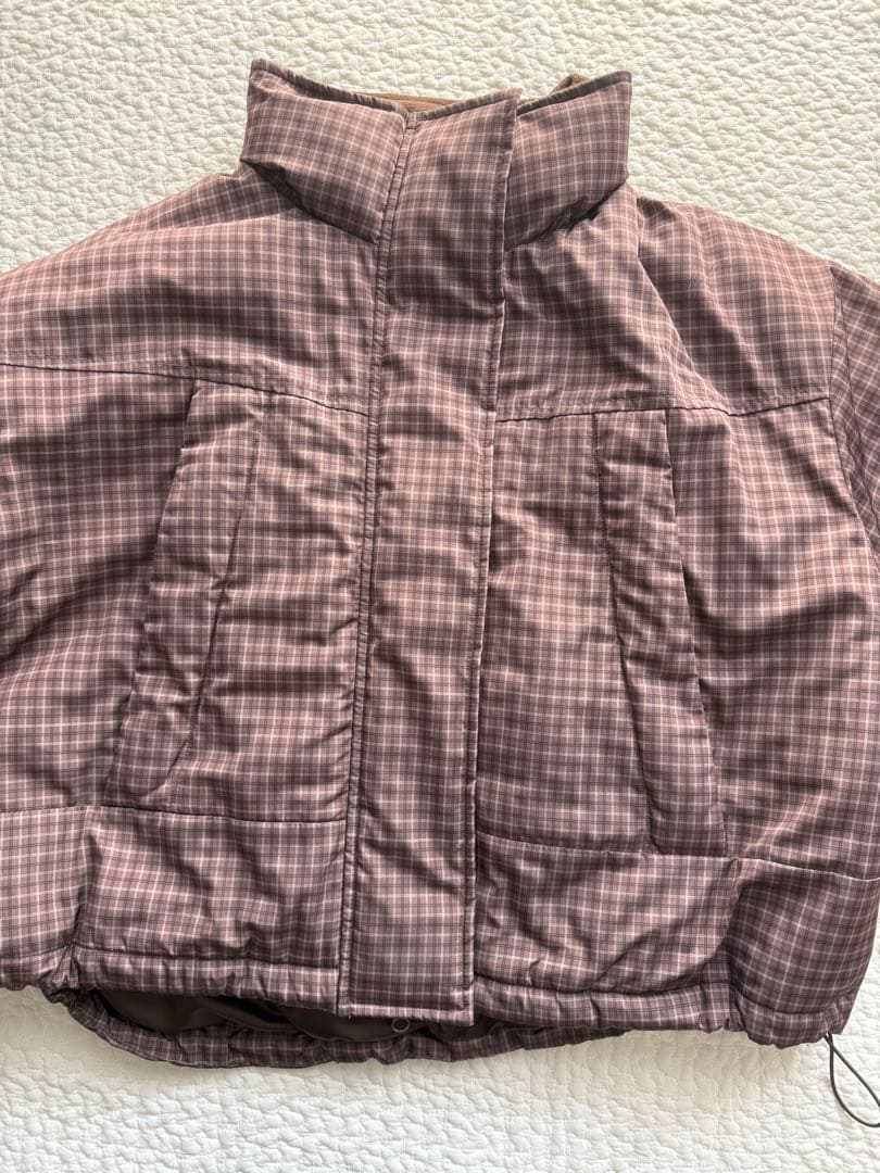 【美品】ローリーズファーム チェックモンスターショートコート　ブラウン