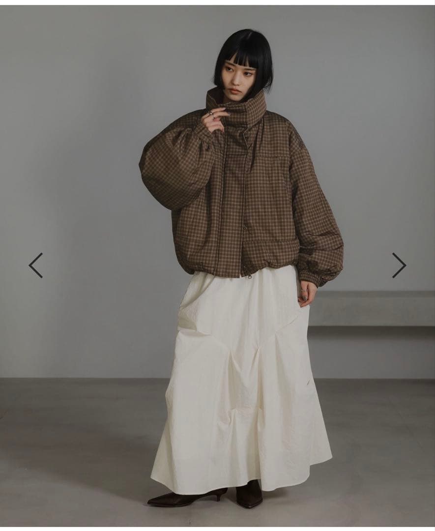 【美品】ローリーズファーム チェックモンスターショートコート　ブラウン