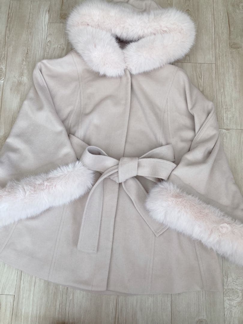 rienda リエンダ　ウールMIXフードポンチョコート