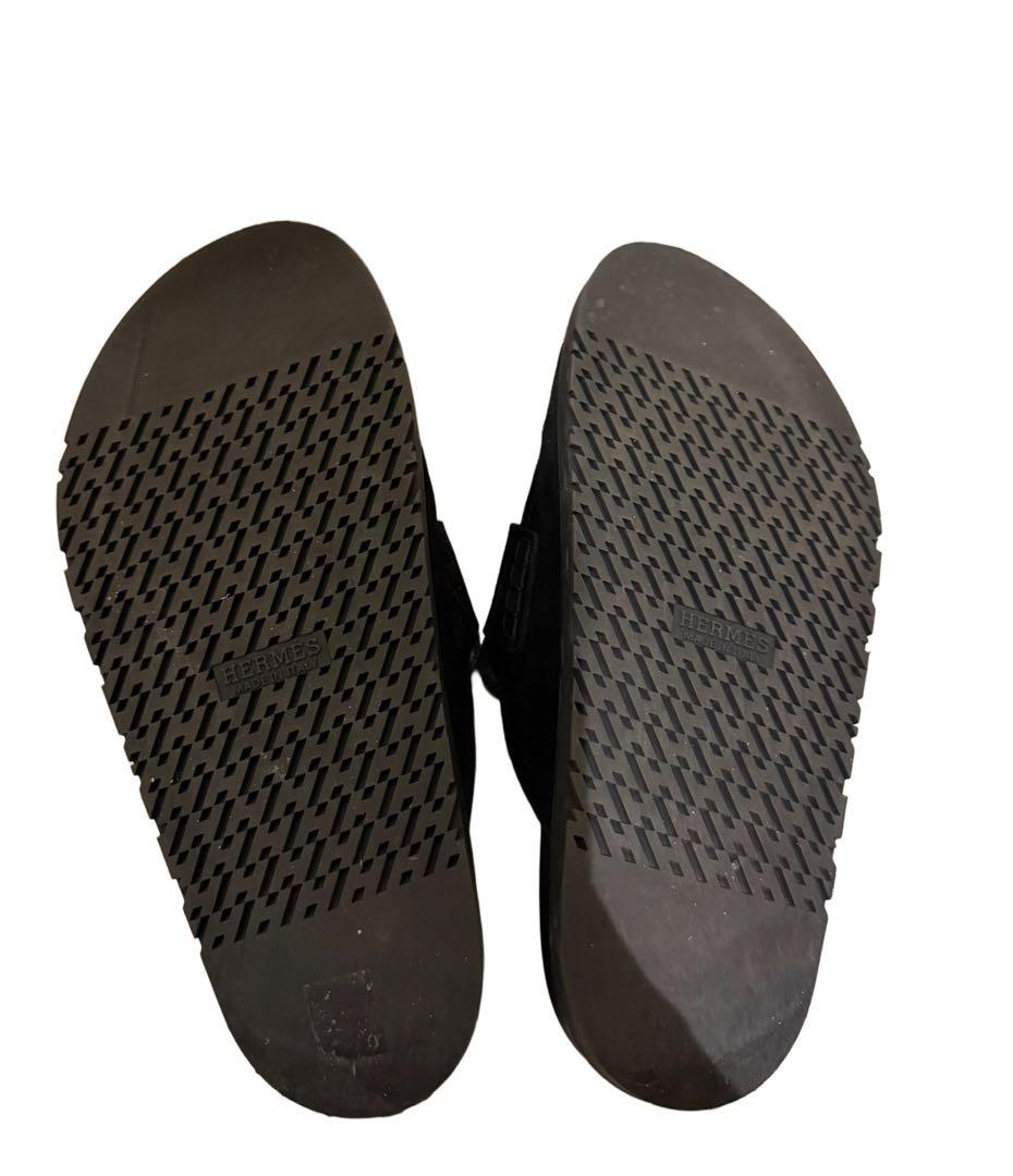 HERMES 黒 スエード スライドサンダル　サイズ42（26.5センチ）