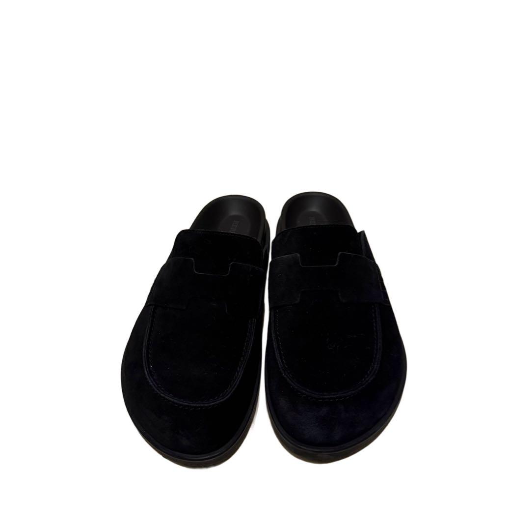 HERMES 黒 スエード スライドサンダル　サイズ42（26.5センチ）