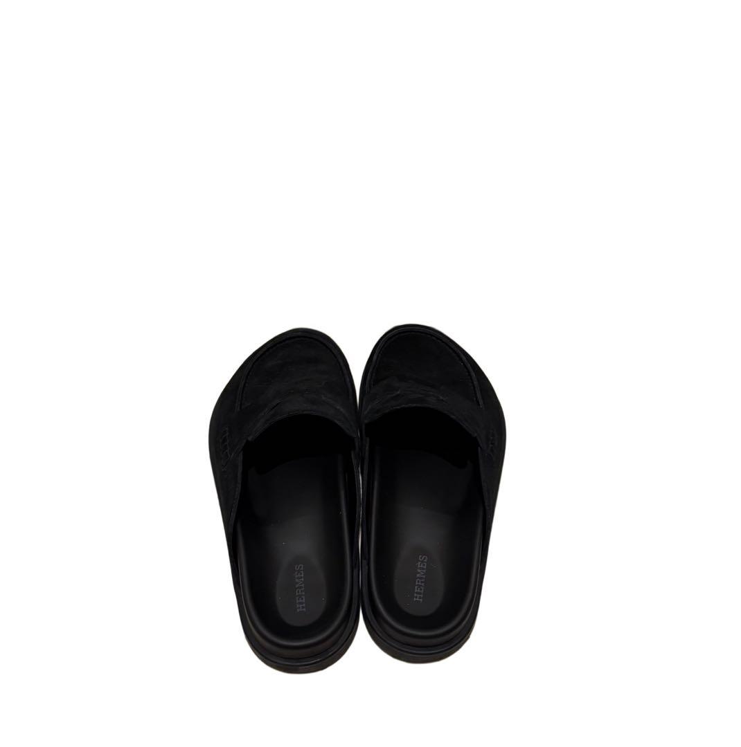 HERMES 黒 スエード スライドサンダル　サイズ42（26.5センチ）